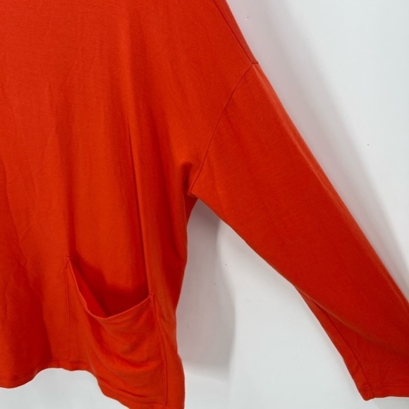 Eileen fisher, orange boxy oversize lagenlook fit drop shoulder pocket top - Picture 5 of 8
